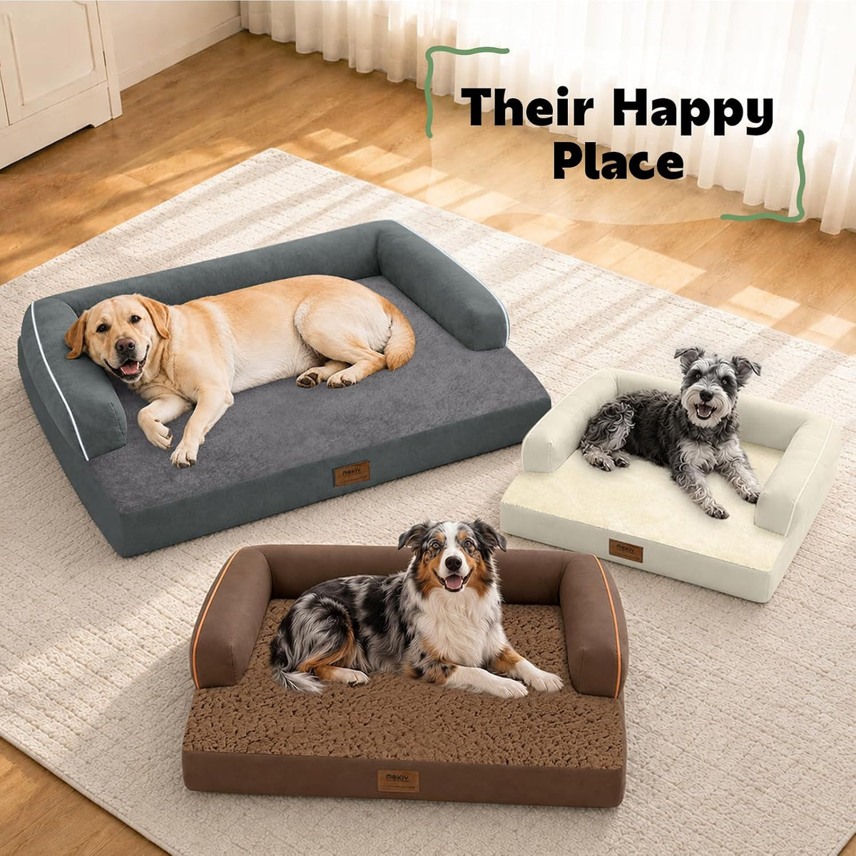 MEKIY XXL Orthopedic Waterproof Dog Bed with Bolster for Extra Large Dogs