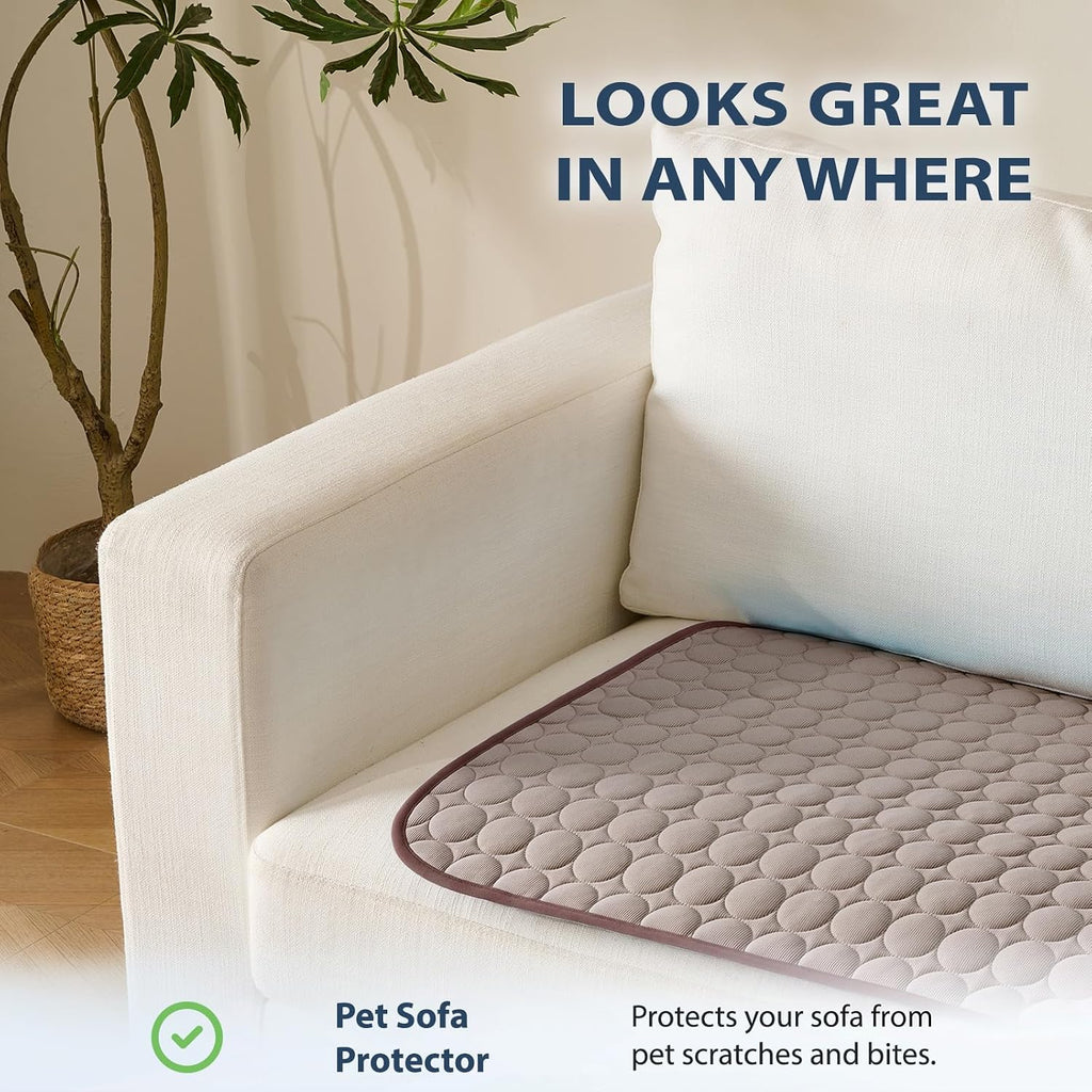 MICROCOSMOS Summer Cooling Mat & Sleeping Pad- Water Absorption Top, Materials Safe, Easy Carry, EZ Clean. Keep Cooling for Pets, Kids and Adults.(Brown, 48" x48")