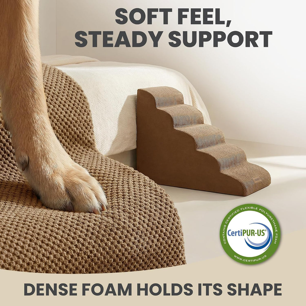 Miorun Dog Stairs for High Beds, 24.5" Foam Pet Ramp Step for Small Dogs