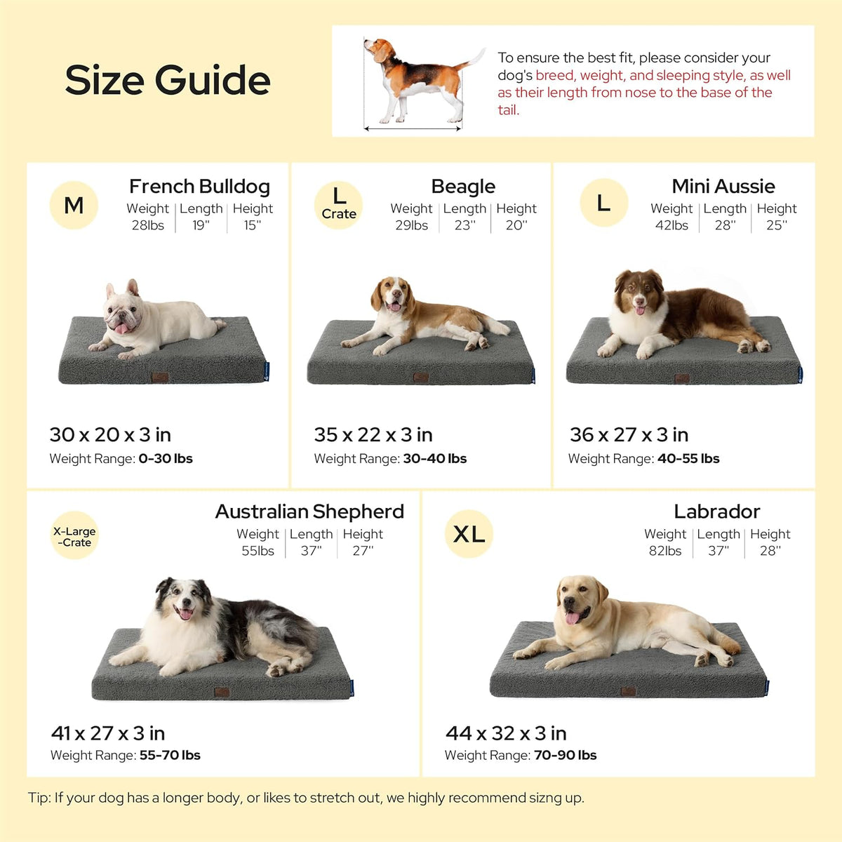 Bedsure Self Warming Dog Beds Large Sized Dog with Washable Cover, 36 Inch