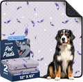 Washable Dog Pee Pads, Non-Slip Waterproof, 32 x 63 in, 2 Pack, Feather | Super absorbent, waterproof and non-slip; washable, reusable dog pads for crates, playpens, floors, furniture and travel
