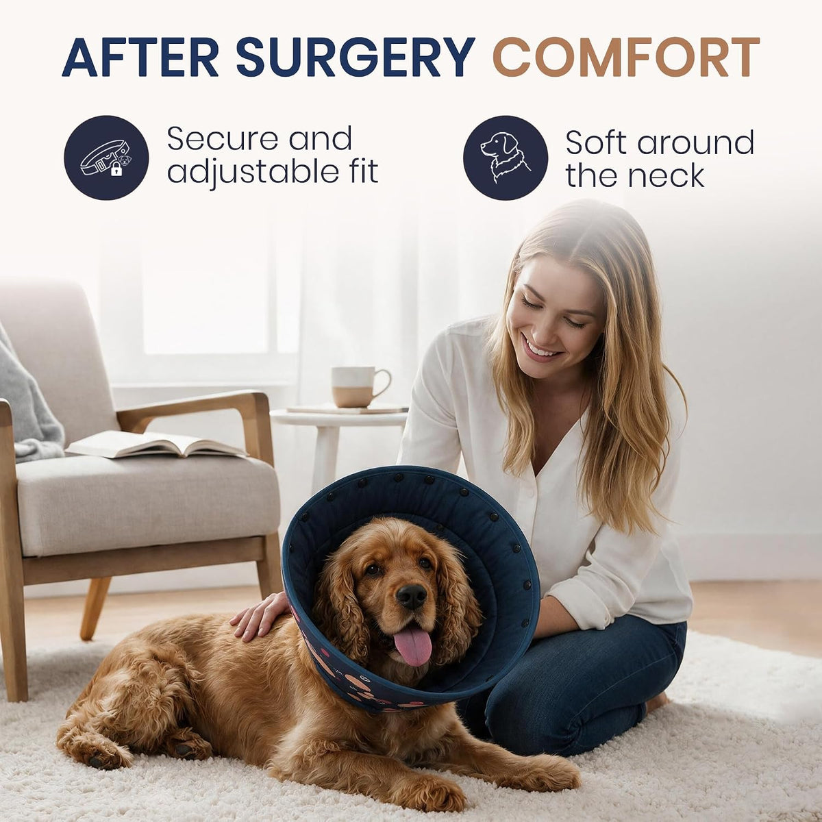 Dog Cone Collar for Dogs After Surgery – Soft Adjustable Recovery Cone to Stop Licking & Scratching – Comfortable E Collar Alternative for Wound Care, Neuter & Spay Recovery -Fits S, M, L Dogs
