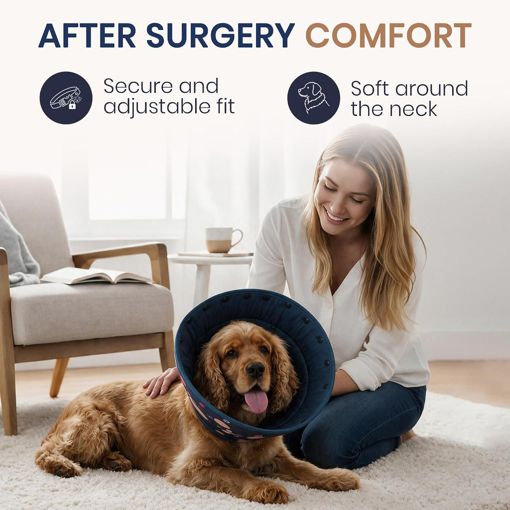 Dog Cone Collar for Dogs After Surgery – Soft Adjustable Recovery Cone to Stop Licking & Scratching – Comfortable E Collar Alternative for Wound Care, Neuter & Spay Recovery -Fits S, M, L Dogs