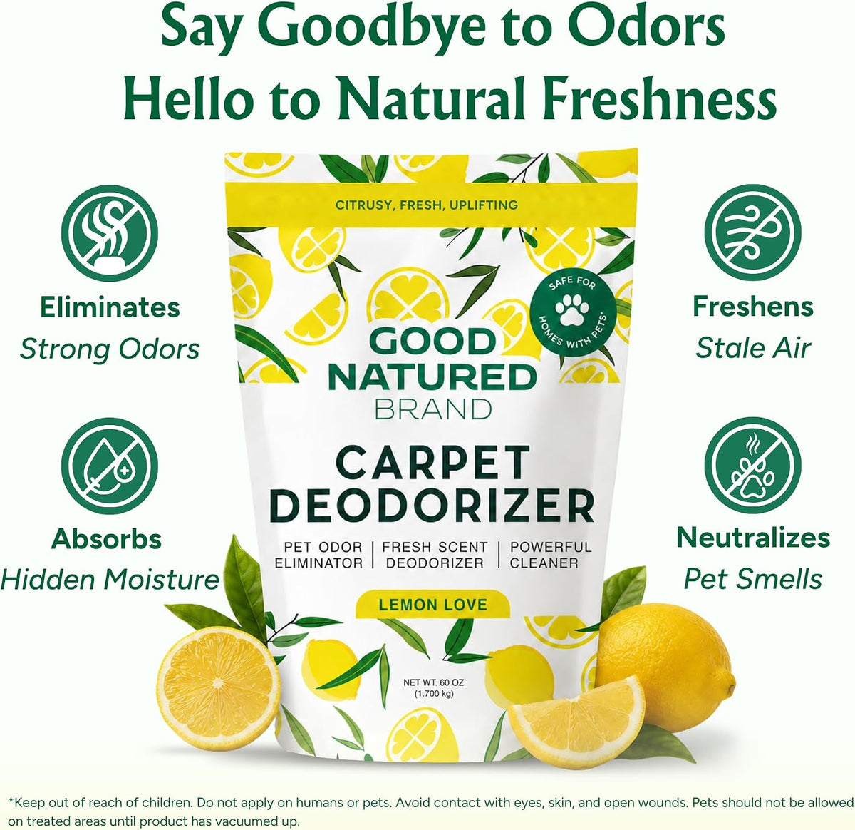 Good Natured Brand Carpet Deodorizer & Pet Odor Eliminator Powder, 60oz