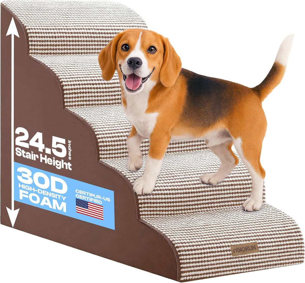 Miorun Dog Stairs for High Beds, 24.5" Foam Pet Ramp Step for Small Dogs