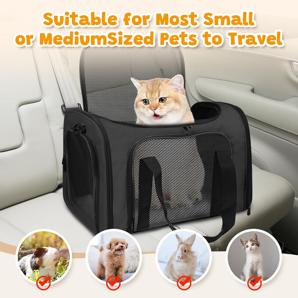 Cat Carrier Soft Up to 16 Lbs, Breathable Pet Travel Bag with Steel Frame