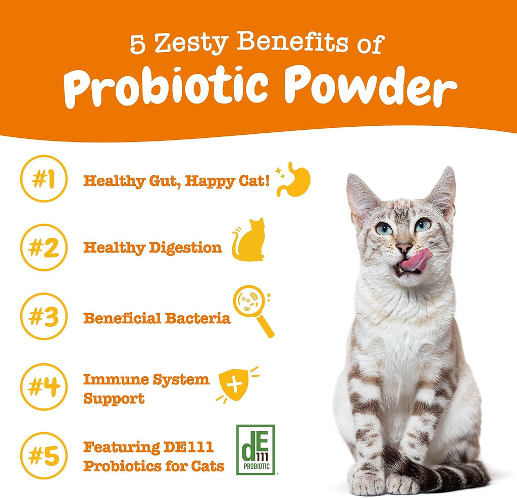 Zesty Paws Cat Probiotic Powder - Meal Topper for Cats, Pumpkin, 30 Ct