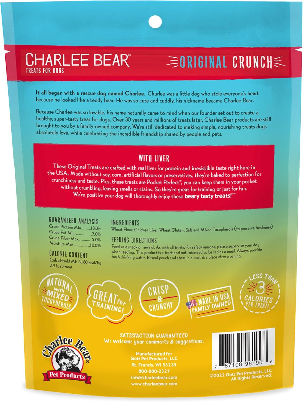 Charlee Bear Original Dog Training Treats, Chicken Liver, 16 oz