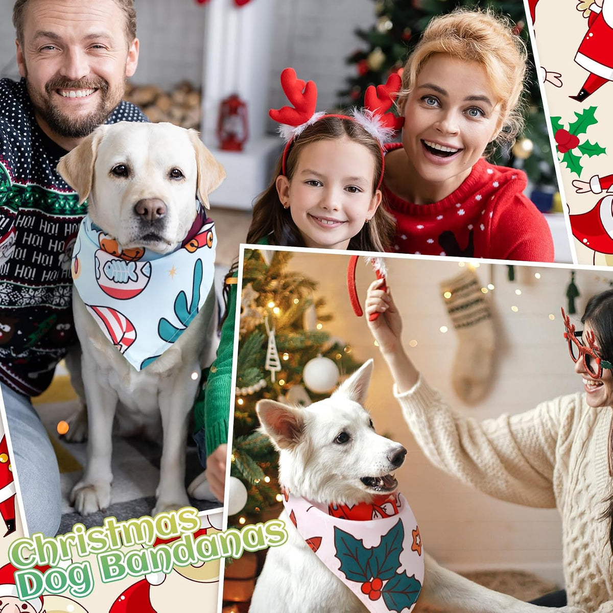 Huhumy 100 Pcs Christmas Dog Bandanas Bulk Christmas Bandanas for Dogs