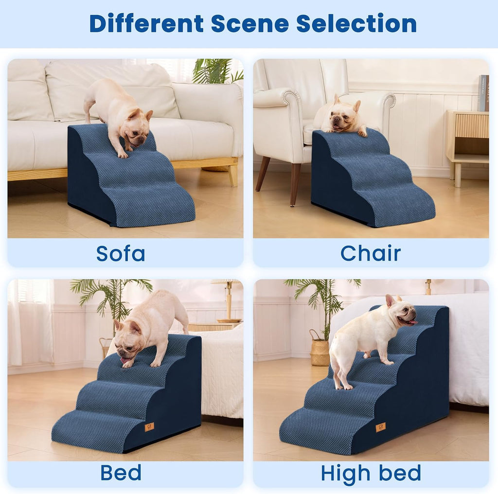Dog Stairs for High Beds 22.4" H,5-Step Pet Ramp for Small & Medium Dogs