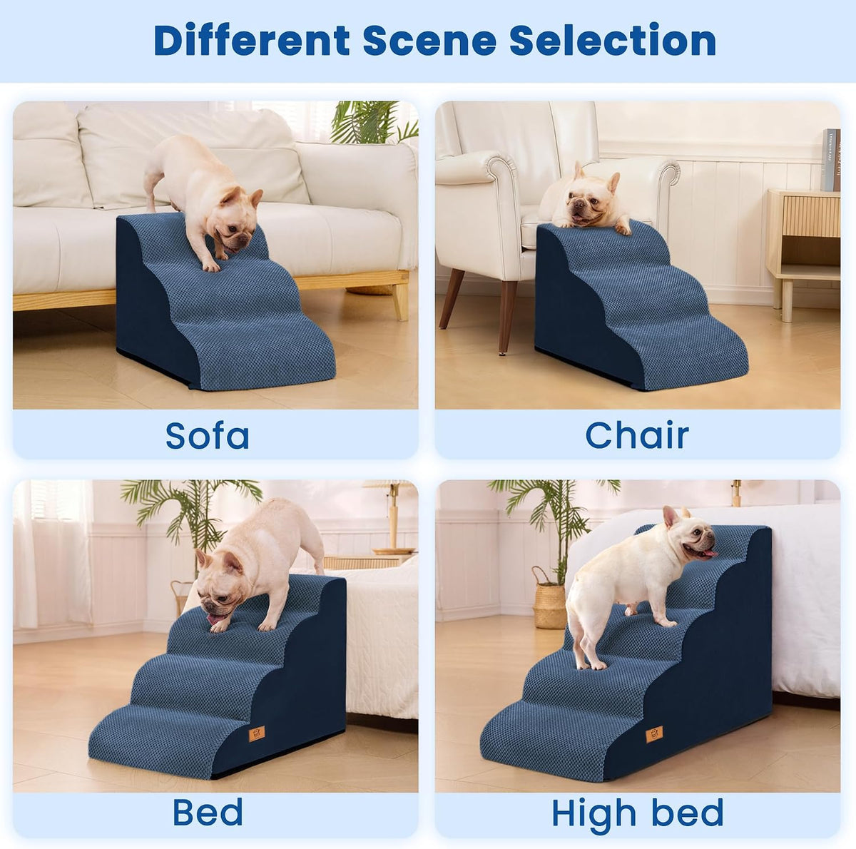Dog Stairs for High Beds 22.4" H,5-Step Pet Ramp for Small & Medium Dogs