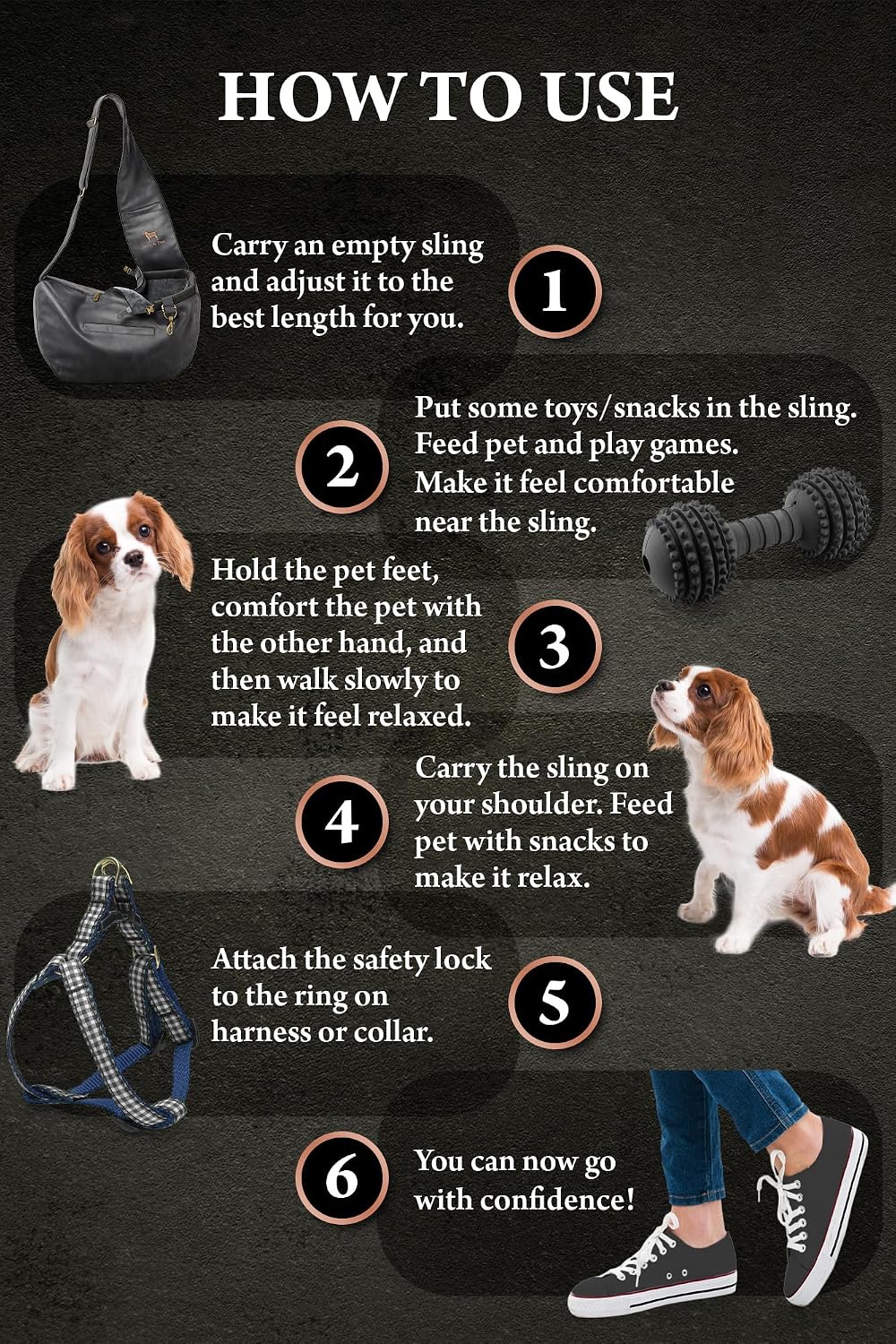 Noah & Paw Dog Sling Carrier for Small Dogs 5-18lb, Dog Sling for Small Dogs and Cats, Dog Carrier with Adjustable Padded Strap, Vegan Leather Lined with Fur, 3X Safety Features, Machine Washable