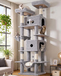 Globlazer 80in Cat Tree Tower for Indoor Cat Large Adult, S80B, Light Grey