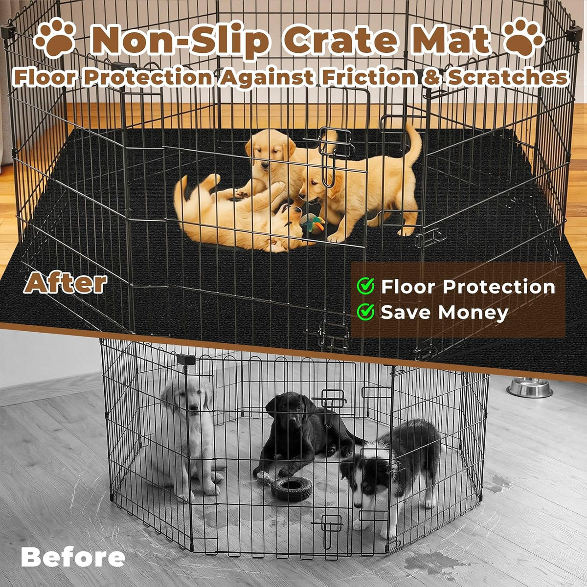 Dog Crate Mat, Dog Playpen Mat Kennel Mat 60 inch X 74 inch