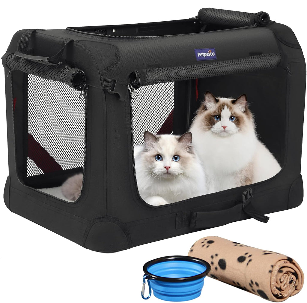 Petprsco Large Cat Carrier for 2 Cats/Small Dogs 24"x17"x17" for Car Travel