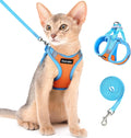 Dooradar Cat Harness and Leash Set, Easy-on Vest, Orange & Blue