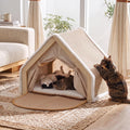 Cat House Indoor, 3-in-1 Wicker Cat Condo Scratcher Cave