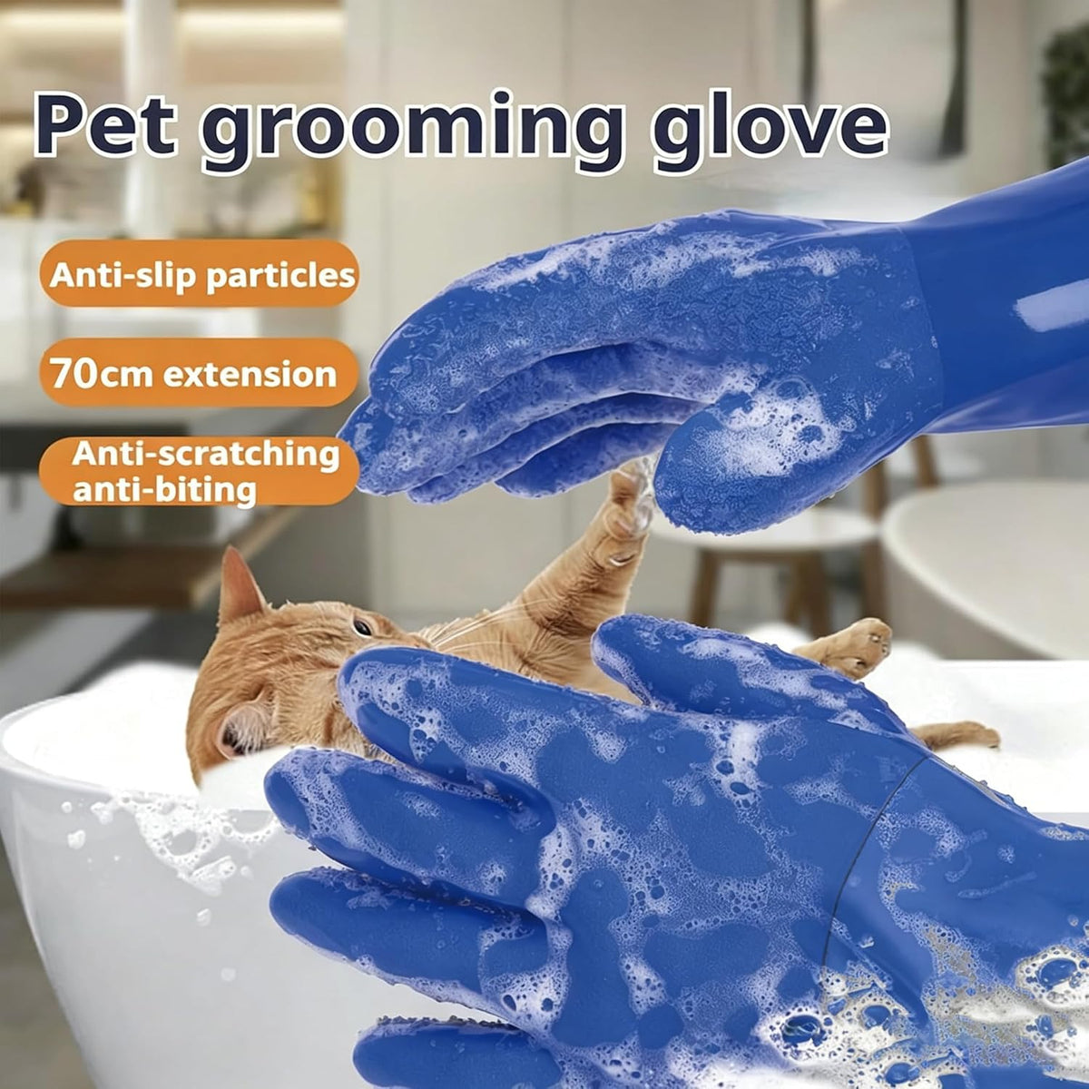 YOFANG 27.2" Long Sleeve Pet Grooming Bathing Gloves Anti-Scratch