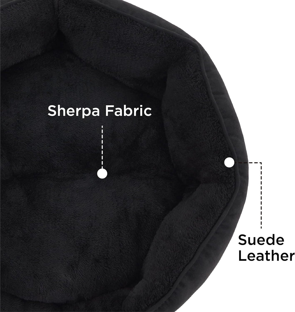 Bedsure Small Dog Bed Washable,Round Cat Beds for Indoor Cats,25in Black