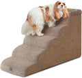 EHEYCIGA 5-Step Curved Dog Stairs for High Beds 20.7" H, Camel