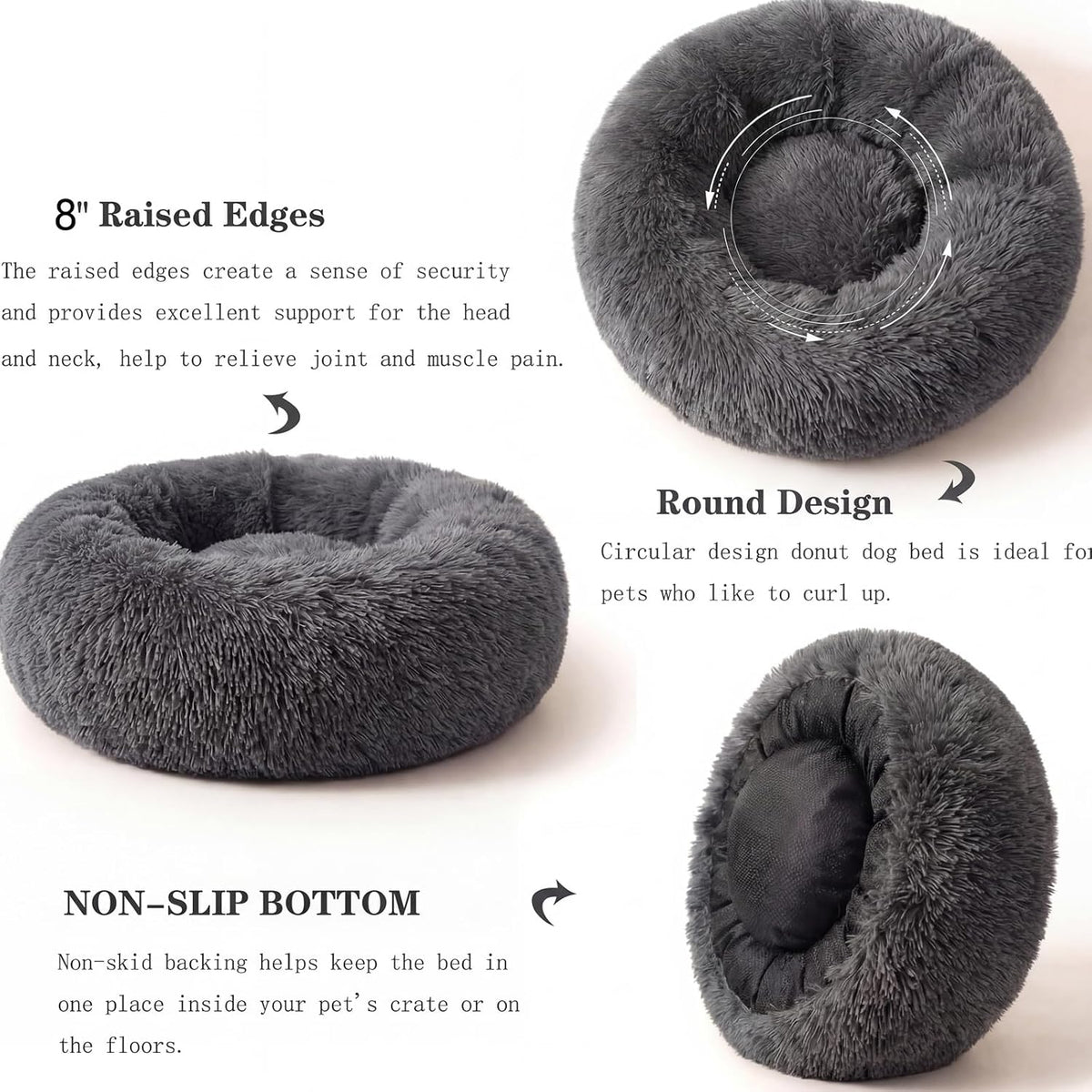 nononfish Soft Dog Bed for Small Dogs,Cozy Calming Donut Pet Bed