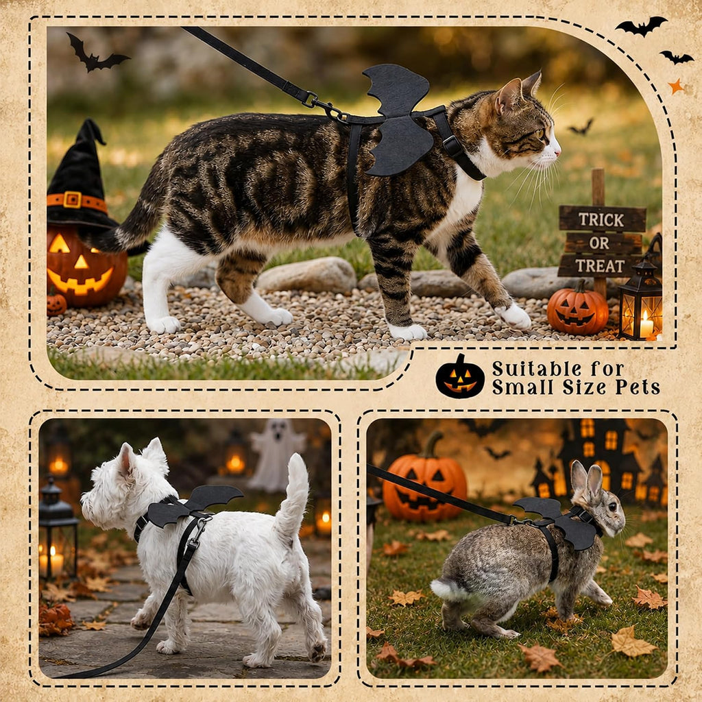 Tensho Cat Harness and Leash with Bat Wings Escape Proof Adjustable (M)
