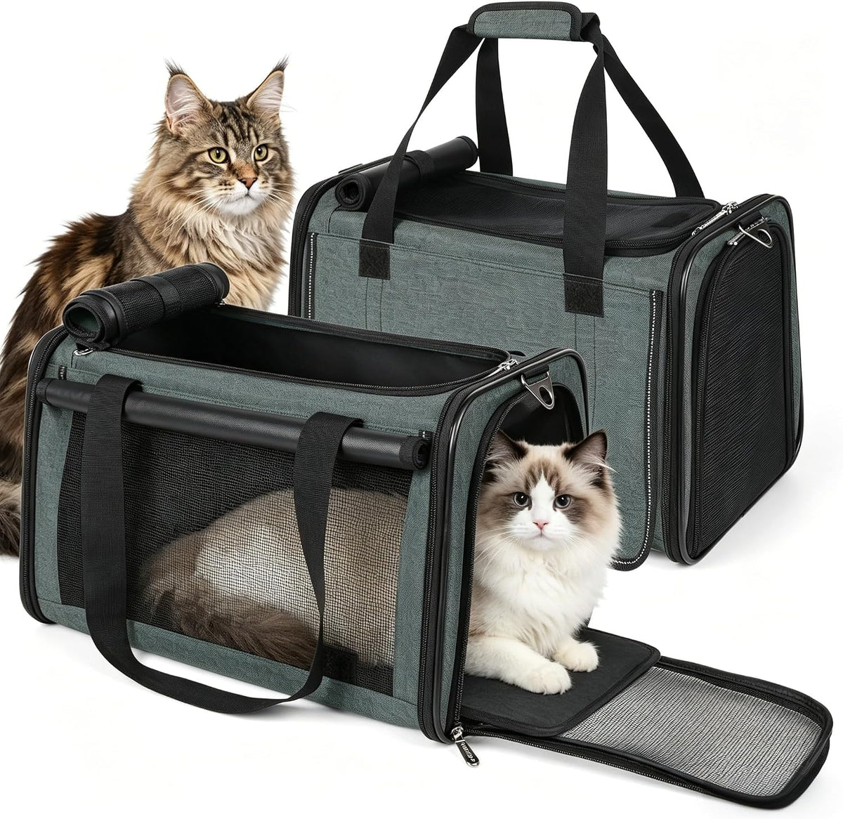 YUDODO 2 Packs 25 lbs Soft Sided Pet Carrier for Large Cat & Small Dog