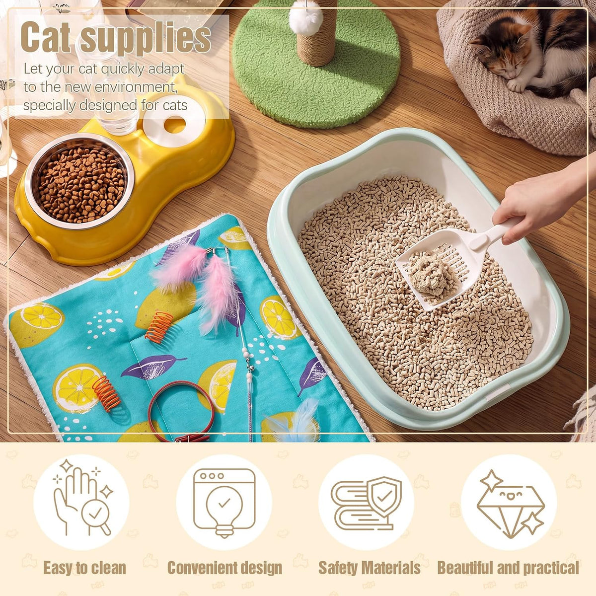 Eccliy 10 Pcs Kitten Starter Kit for Indoor, Cute, Small, Multicolor