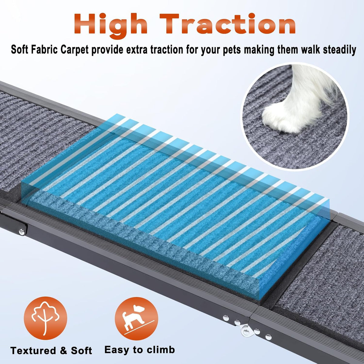 71" Long Dog Ramp for Car, Foldable Pet Dog Ramps for Large Dogs for Truck