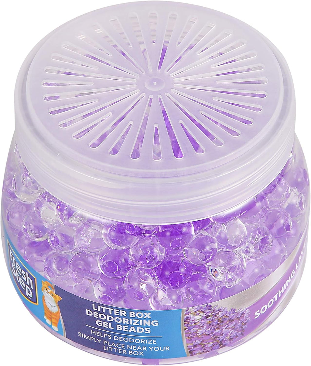 Fresh Step Litter Box Deodorizing Gel Beads in Soothing Lavender Scent - Pet Odor Neutralizing Beads for Pet Smells from Litter Box - 12 Ounce (Pack of 12)