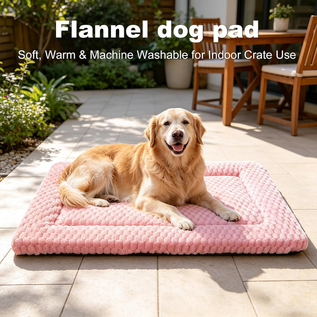 Dog Bed Mat – Soft & Comfortable Dog Kennel Pad for Crate – Durable Crate Bed & Mat for Dogs & Cats – Ideal for Crate, Kennel, and Home Use，Pink：XL(42"*28"*1.5")
