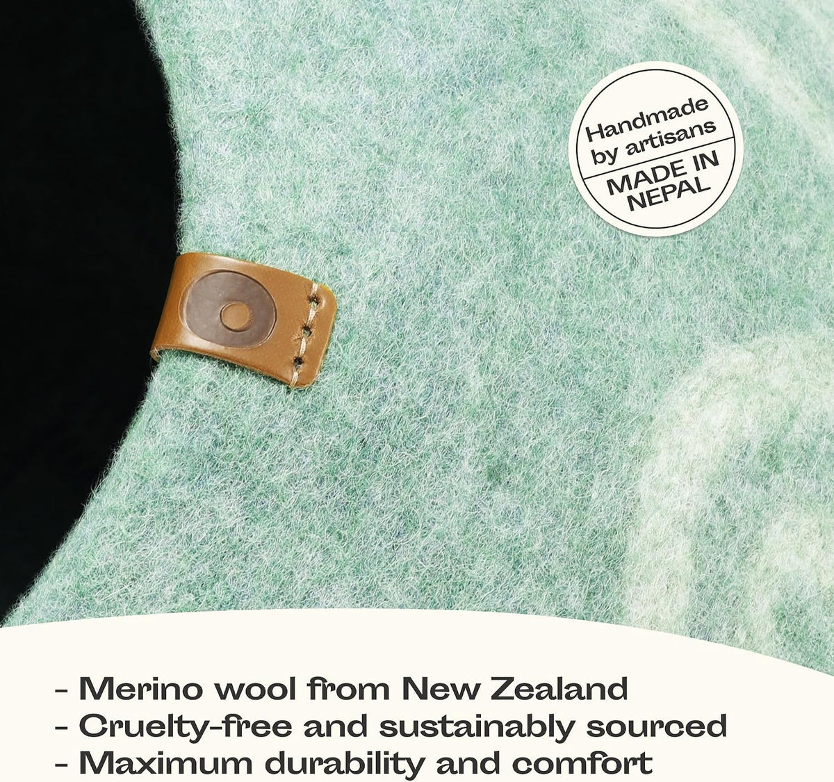 MEOWFIA Cat Cave - New Zealand Wool Bed for Indoor Cats (Pistachio)