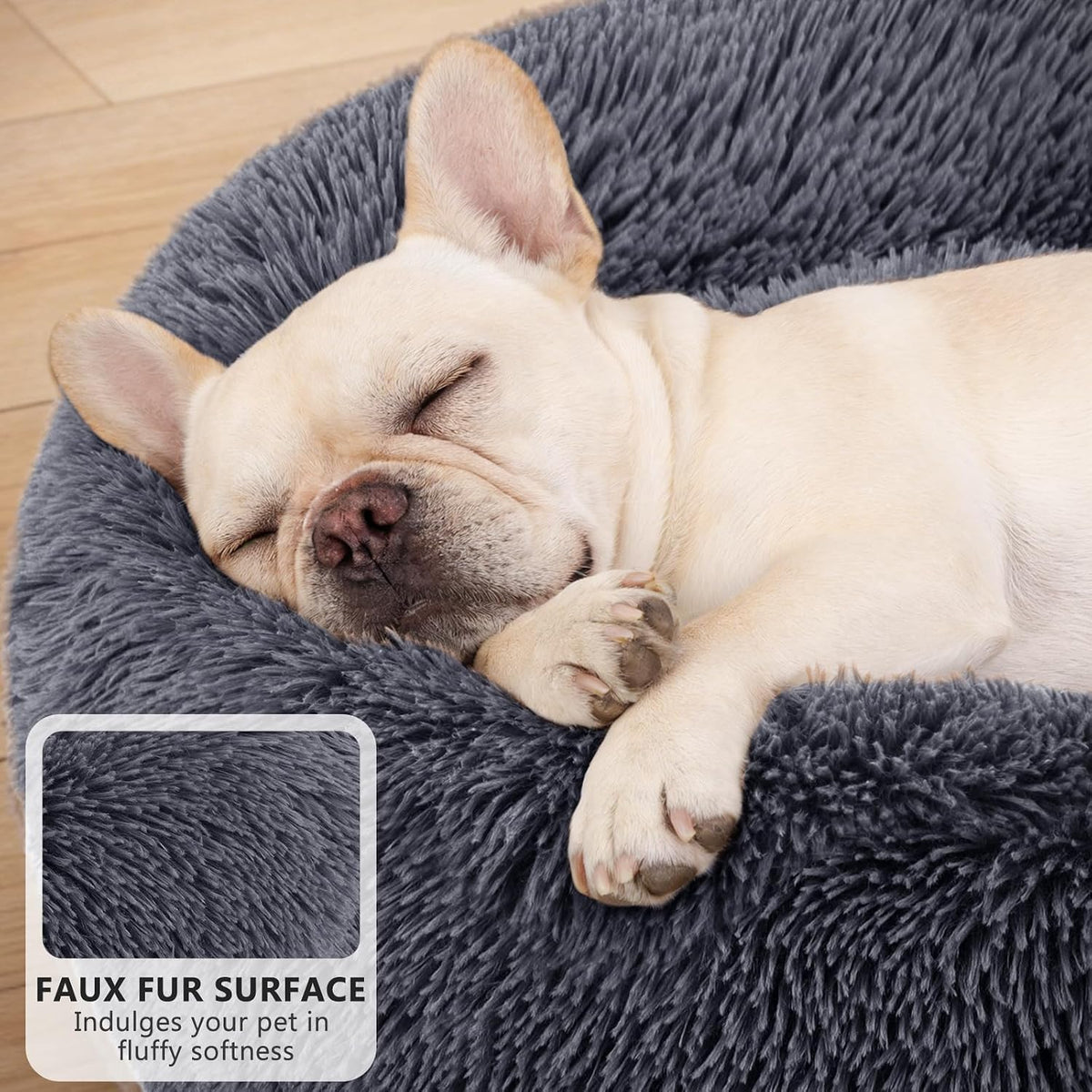 MIXJOY Orthopedic Dog Bed Comfortable Donut Cuddler Round Pet Beds Ultra Soft Washable Dog and Cat Cushion Bed (20'', Dark Grey)