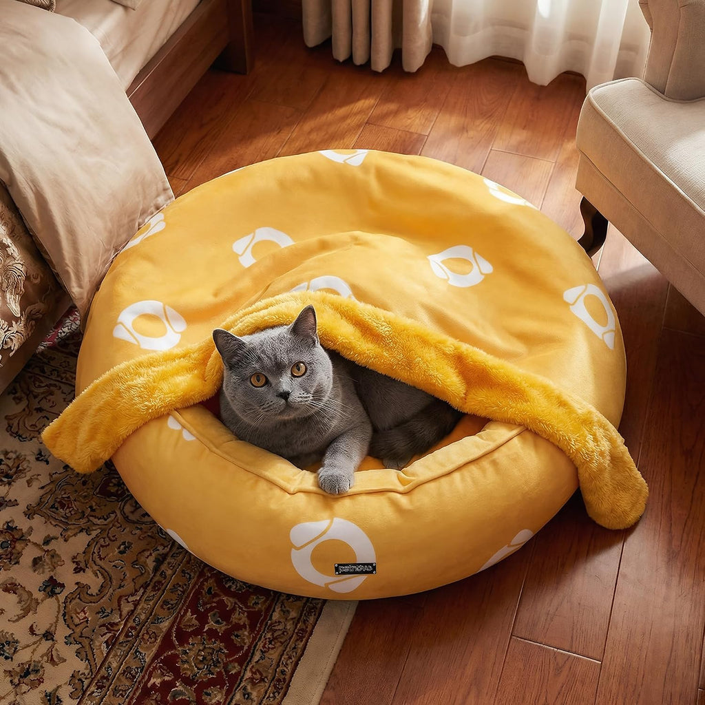 PETNOVO Dog Bed with Reversible Blanket for Cats and Small to Medium Dogs