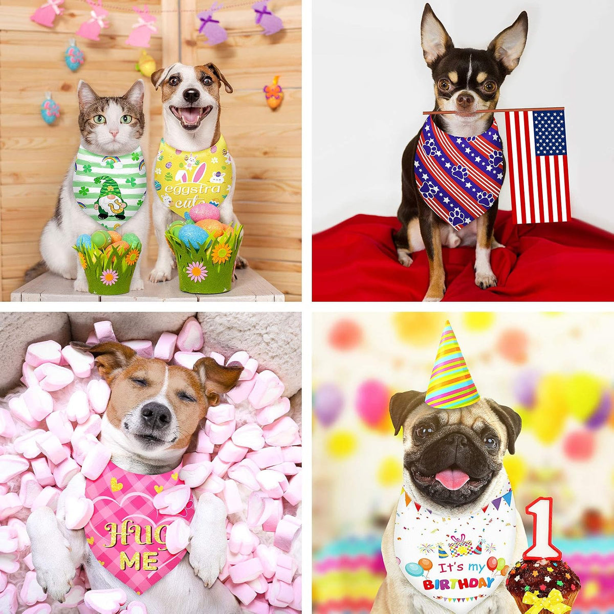 Weewooday 9 Pcs Holiday Dog Bandanas Adjustable Washable Pet Scarves