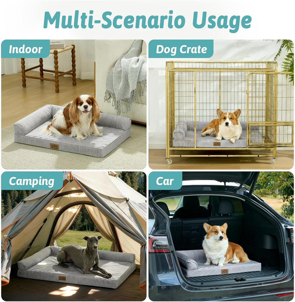 COZY KISS Cooling Dog Bed, Q-Max >0.4 Orthopedic Foam Dog Bed with Sides