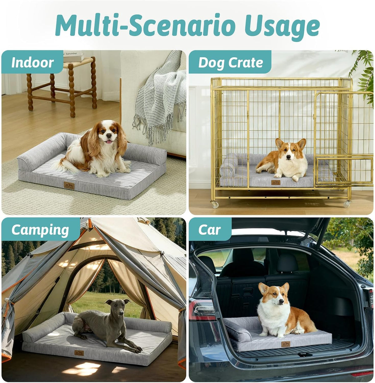 COZY KISS Cooling Dog Bed, Q-Max >0.4 Orthopedic Foam Dog Bed with Sides