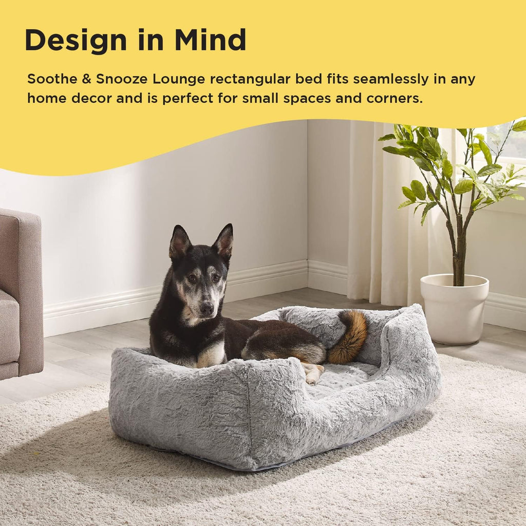 Best Friends by Sheri Lounge Dog Bed, Lux Faux Fur, Gray, 36" x 27"
