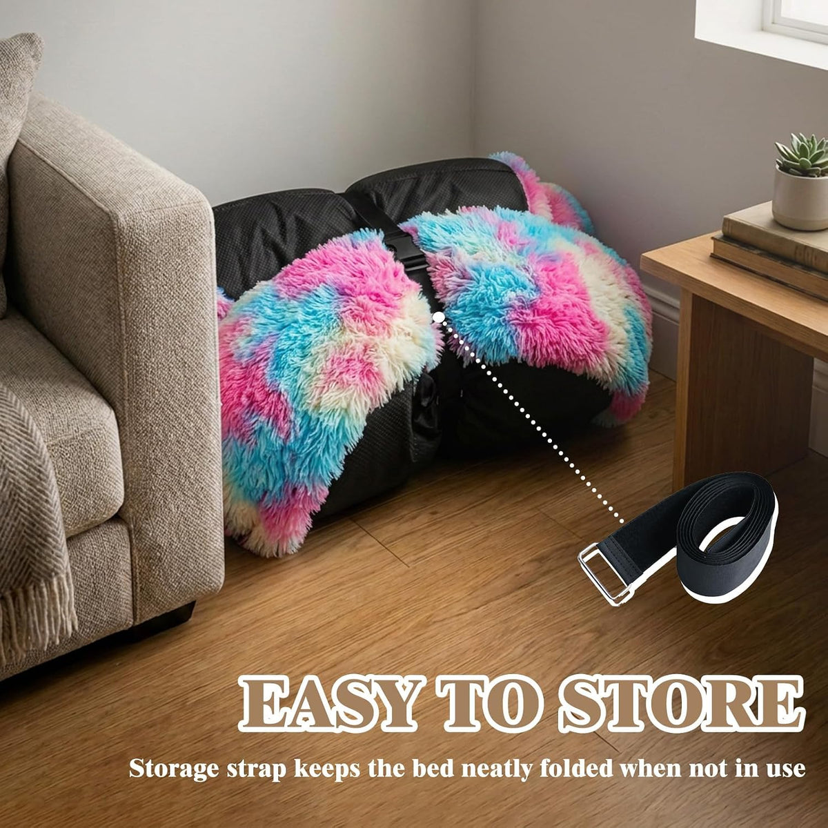 WROS Human Dog Bed for Adult, 71"x45"x12" Giant Calming Nest Beds, Rainbow