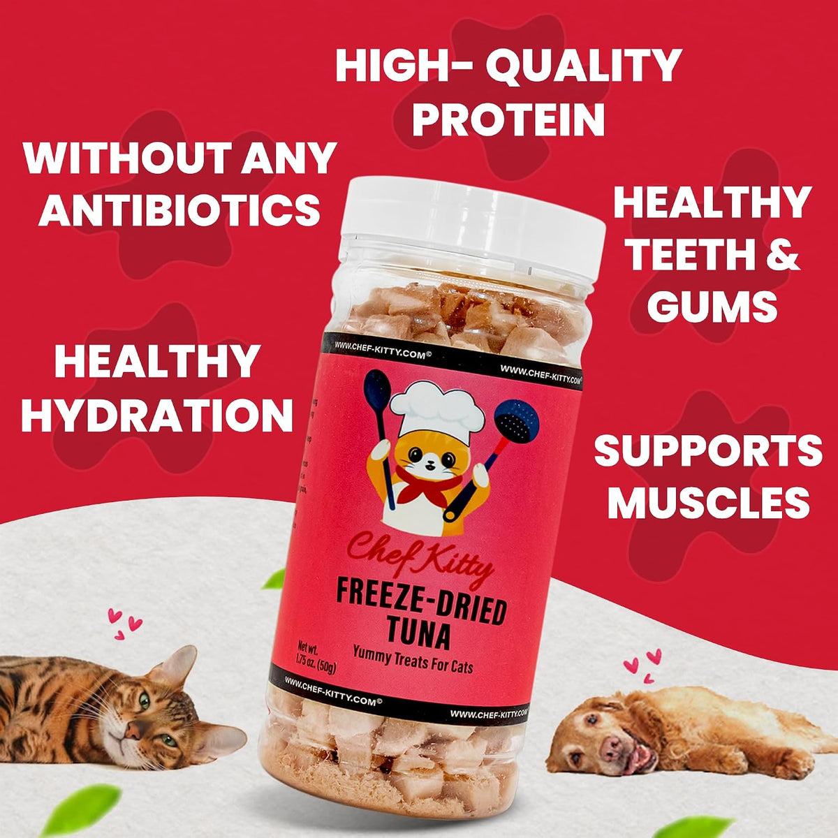Wild Caught Freeze Dried Tuna Cat & Dog Treats, Omega-3, 1.75oz