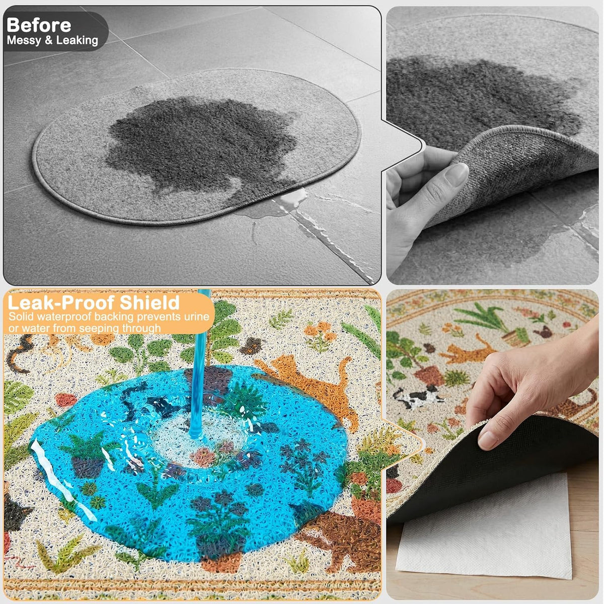 Bienbee Cat Litter Mat, 24" x 15" Dense Trapping Mesh for Litter Boxes