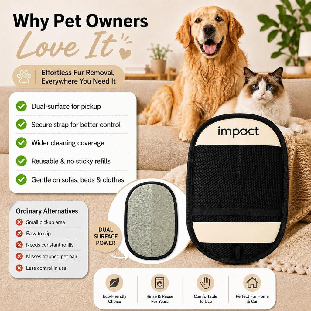 Pet Hair Removal Glove, Reusable Electrostatic Fur Remover for Dogs and Cats