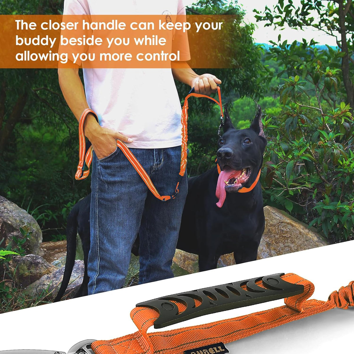 AUBELL Tactical Dog Leash Heavy Duty,4-6ft No Pull Bungee Leash,Orange