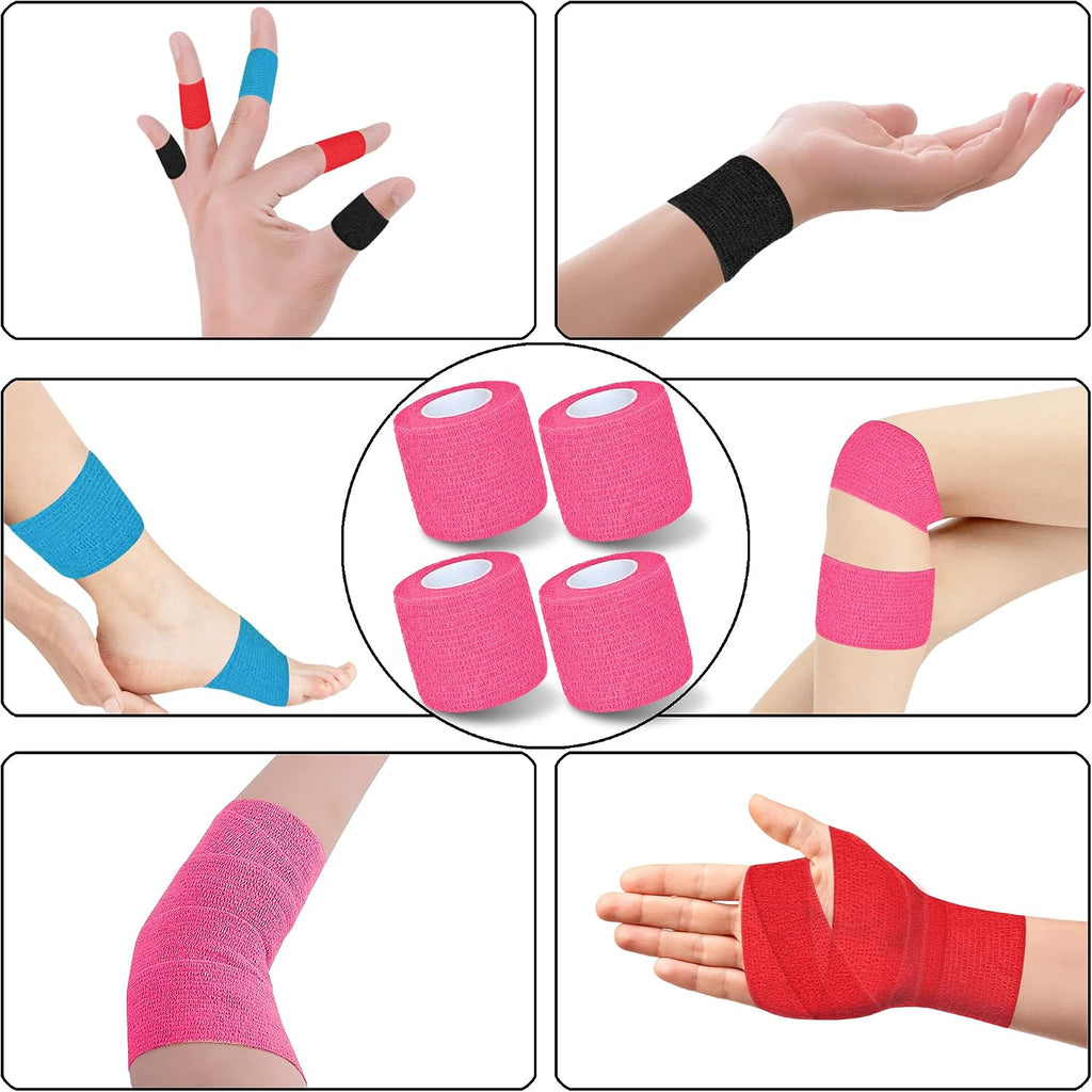 8 Pack 2 in x 5 Yards Cohesive Wrap Self Adhesive Bandage Wrap Elastic Self Adherent Bandage Self Stick Vet Tape for Athletic, Wrist, Ankle, Knees, Pets (Pink)