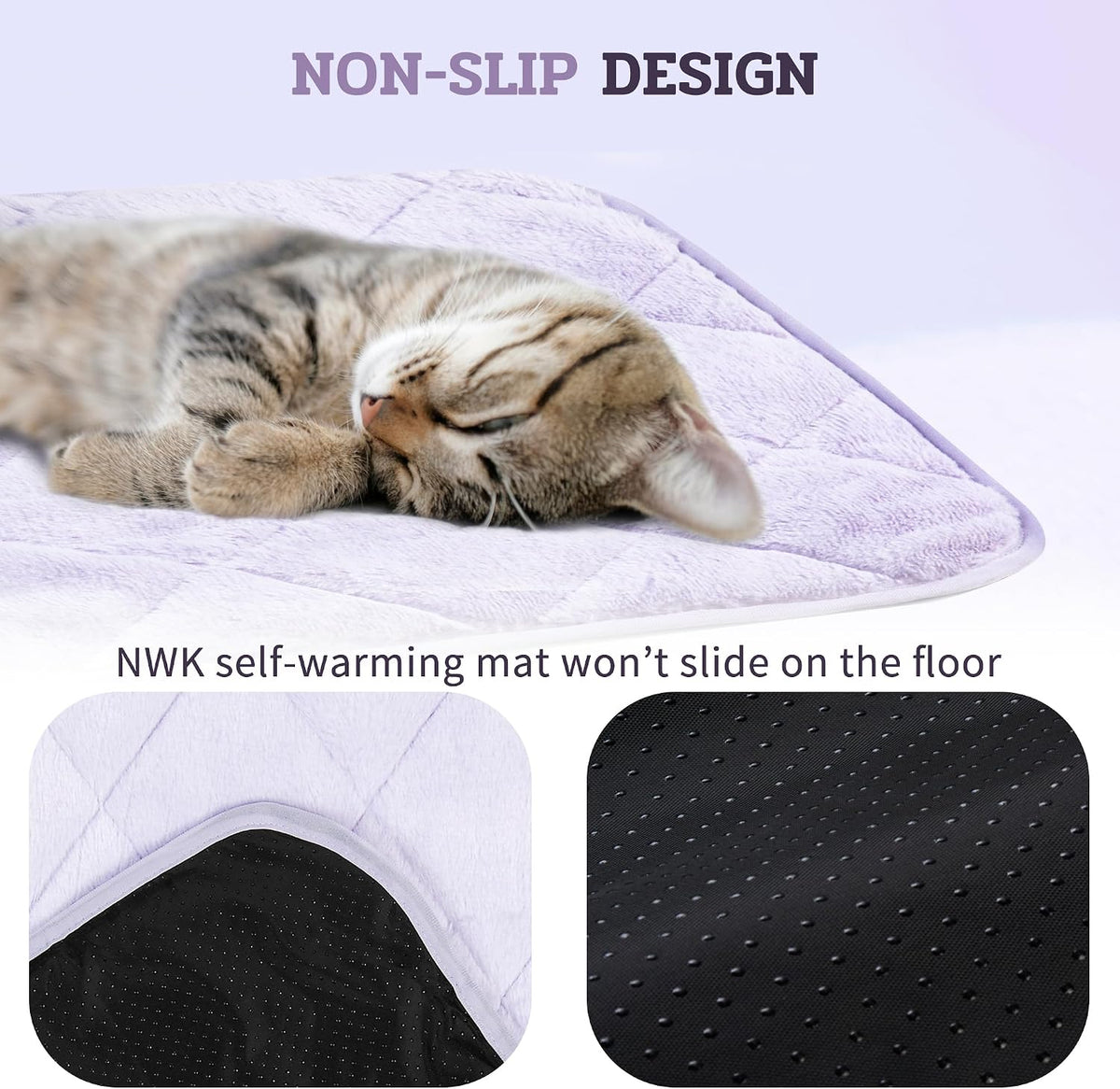 NWK Self Warming Thermal Pet Mat for Dogs and Cats (Purple, Medium)