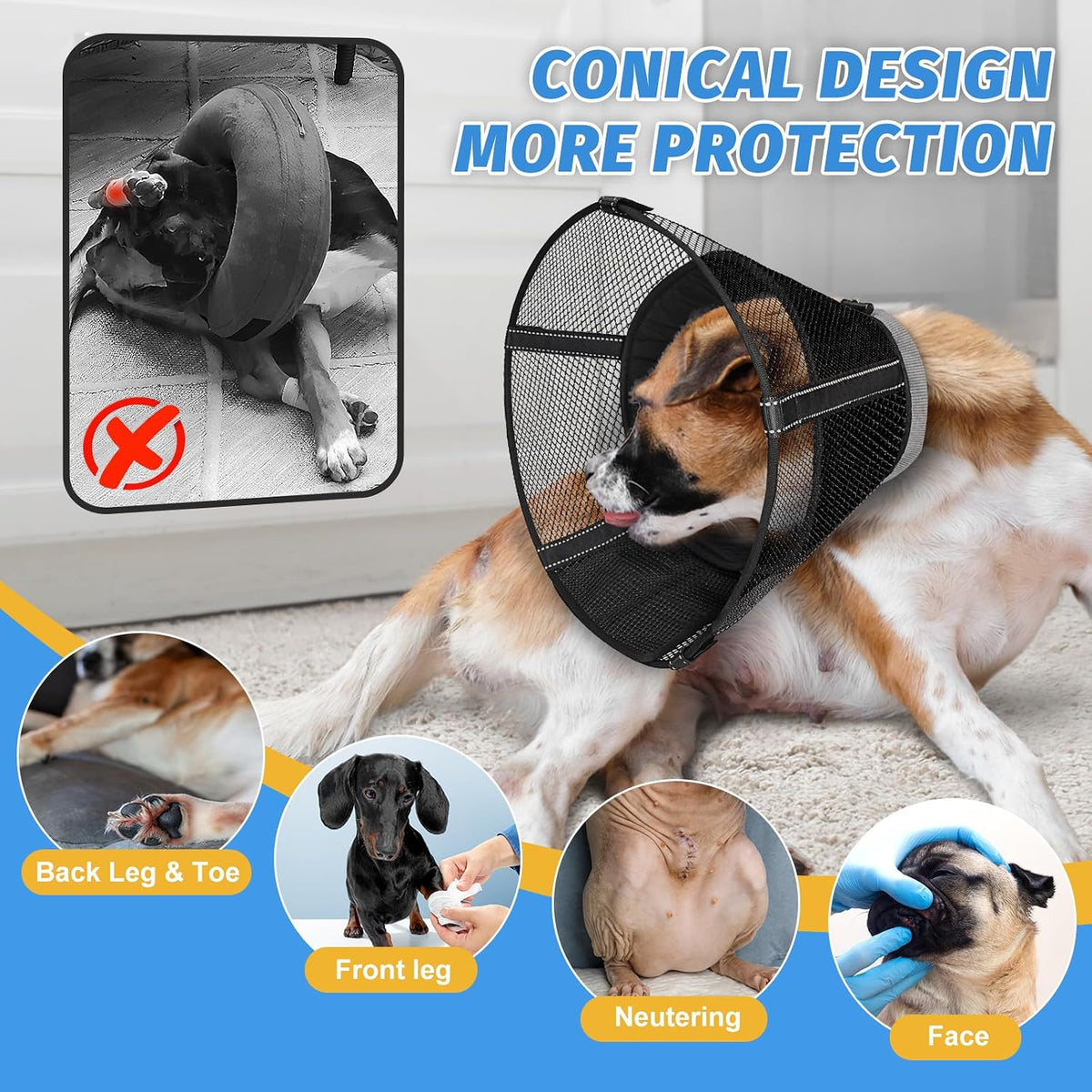 Dog Cone Collar Soft to Stop Licking Surgery Recovery Alternative