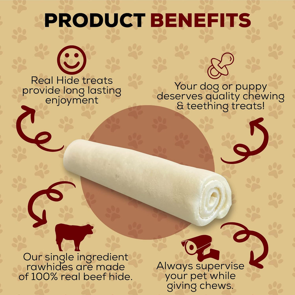 Real Hide All Natural Dog Chew Treats, 9-10 Inch, 20 Count