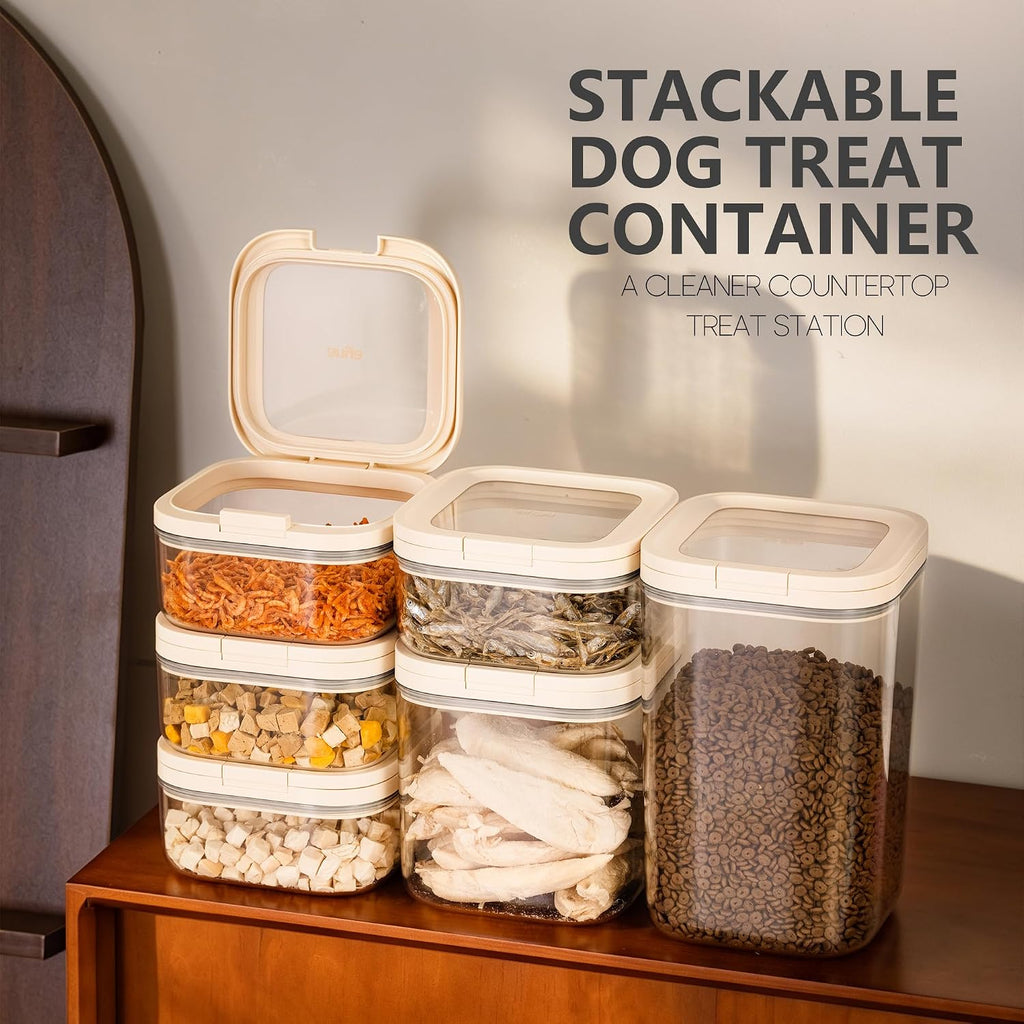 LivLab Mker 20lbs Pet Food Containers,One-Handed Opening, Clear, Stackable