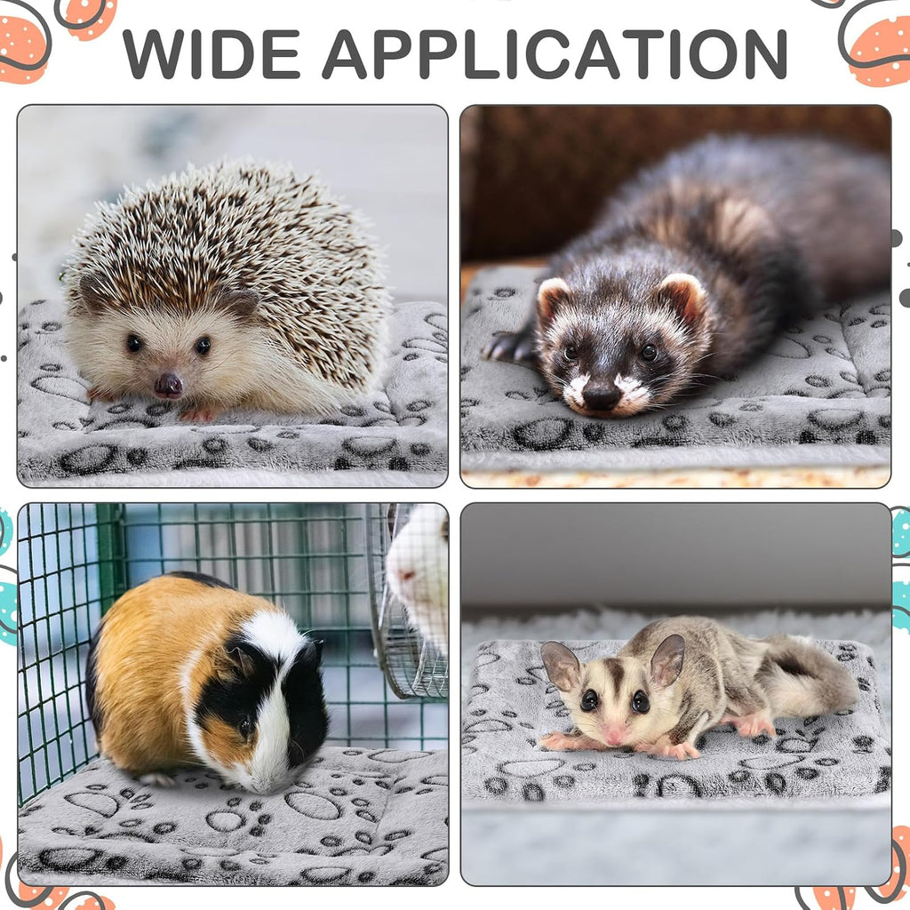 Haull 4 Pcs Waterproof Guinea Pig Bedding Mat, Gray Paw, 13 x 10