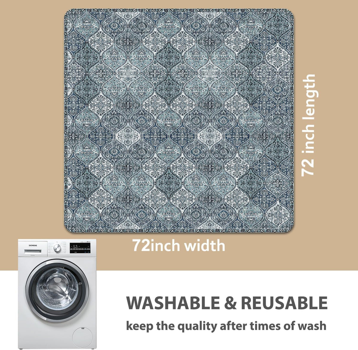 nunubaby 2PACK Washable Pee Pads for Dogs, Stylish, Non-Slip and Leak-Proof Pee Pads. Reusable Potty Pads for Dogs for Crates and Floors.(Blue/Multi,72" x72" )